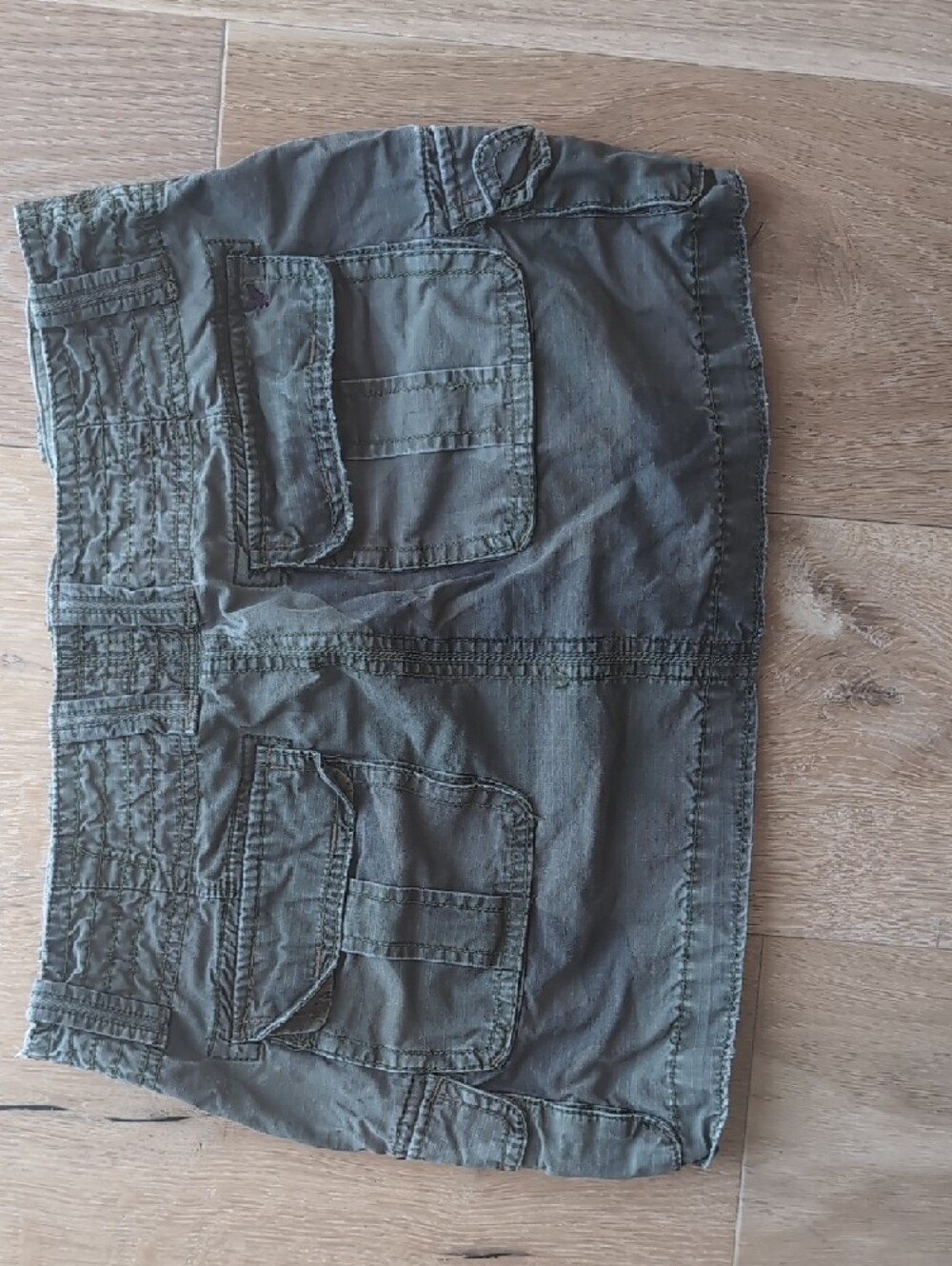 Camo Olive Green Cargo Mini Skirt - Picture 2 of 5